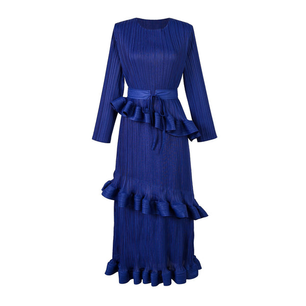 Pleated Spliced Ruffles Dress Women