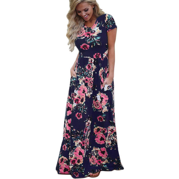 Women Floral Print Long Maxi Dress