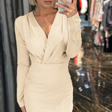 Deep V-Neck Wrap Bodycon Dress