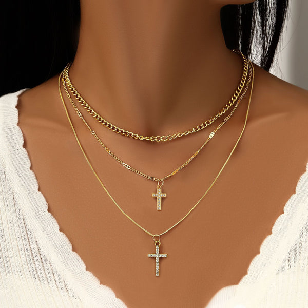 Diamond cross pendant chain